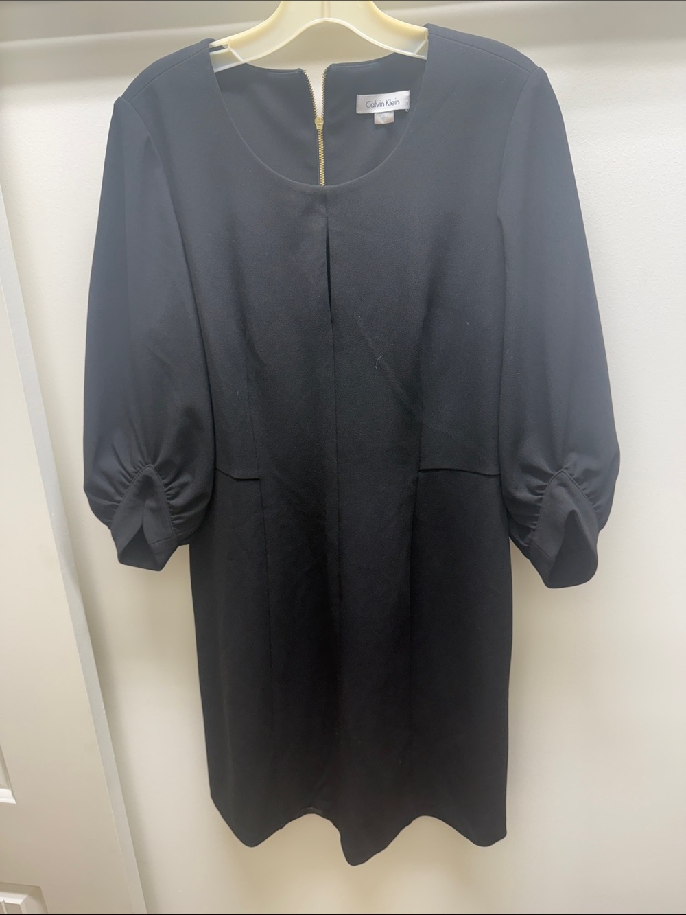 Calvin Klein Black Puff-Sleeve Midi Dress